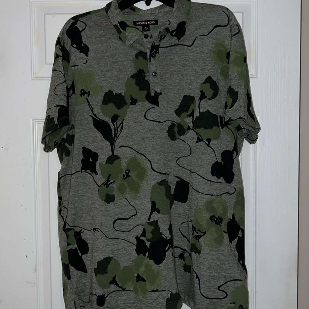 Michael Kors Green Print Polo Shirt